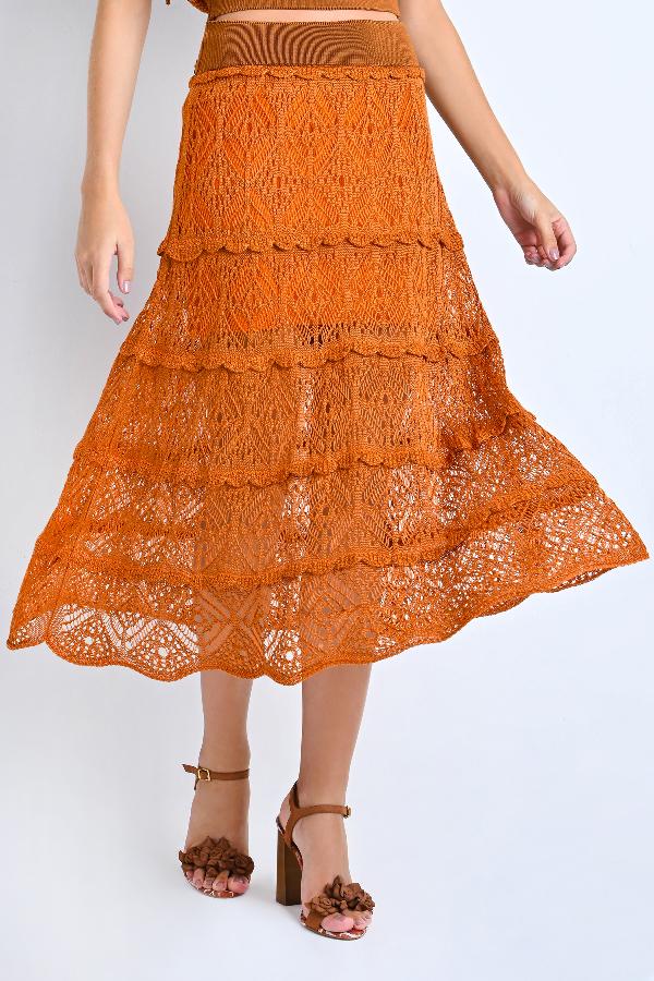 FALDA MIDI ENCAJE