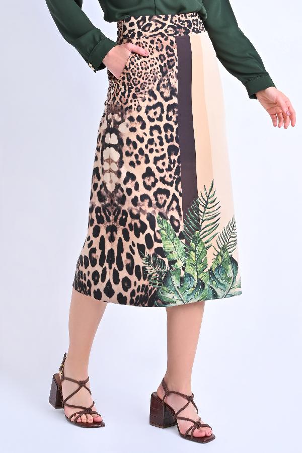 FALDA MIDI SUBLIMADA Y BORDADA