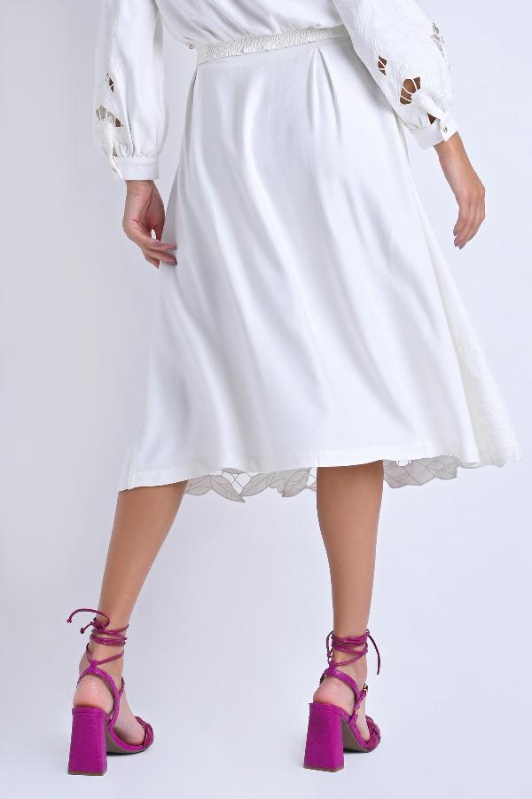 FALDA MIDI GODE CON BORDADOS