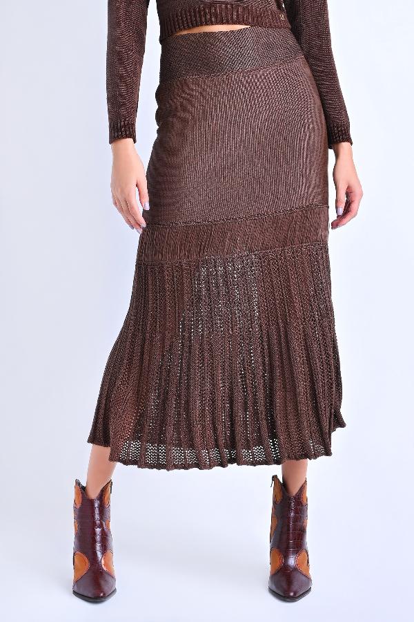 FALDA MIDI BARRADO PLISADO