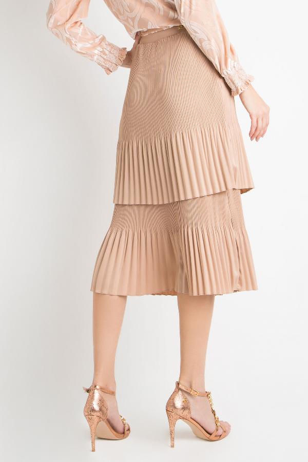 FALDA MIDI ORO PLISSADA