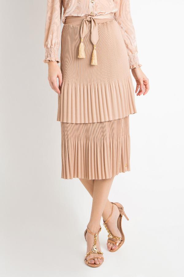 FALDA MIDI ORO PLISSADA