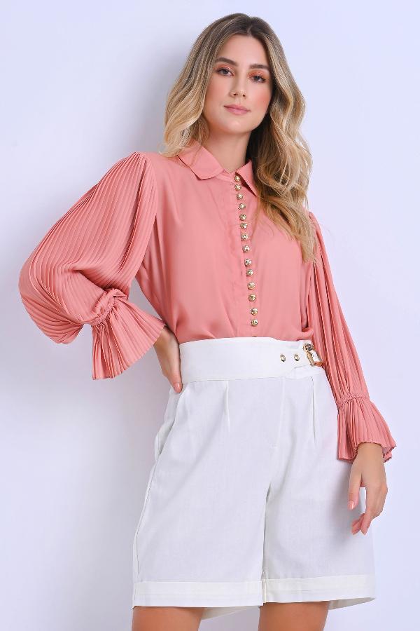 CAMISA CON MANGAS PLISADAS