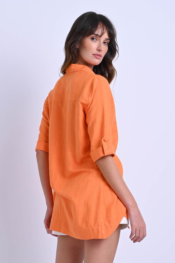 CAMISA ALONGADA CON BORDADO