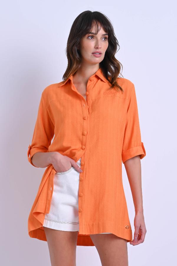 CAMISA ALONGADA CON BORDADO