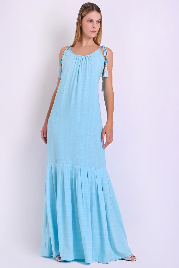 VESTIDO LONGO CON AMARRE DIFERENCIADAS