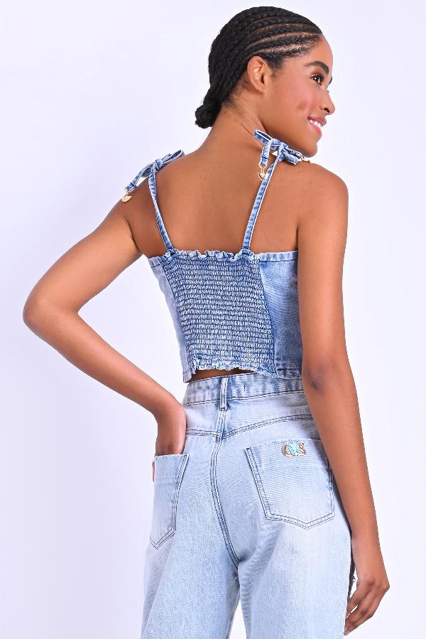 TOP CROPPED CON ZIPER Y LASTEX