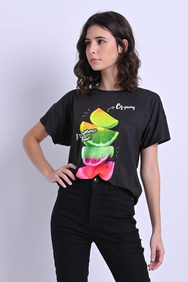 T-SHIRT ALONGADA ESTAMPADA