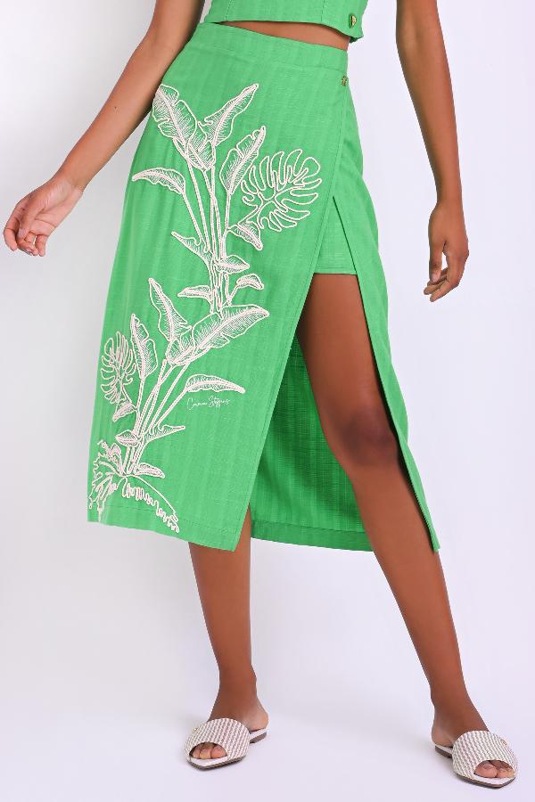 SAIA MIDI EVASE CON BORDADO