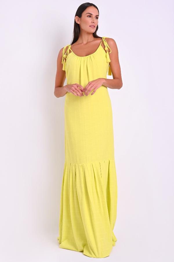 VESTIDO LONGO CON AMARRE DIFERENCIADAS