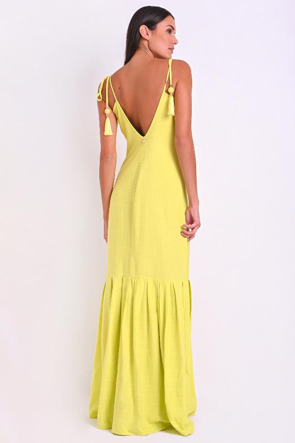 VESTIDO LONGO CON AMARRE DIFERENCIADAS