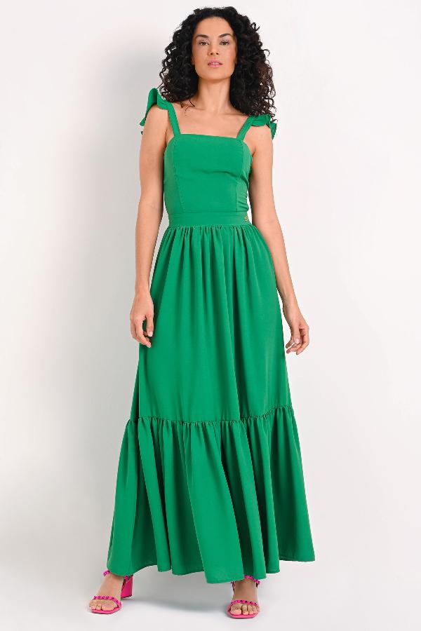 VESTIDO LONGO CON VOLADOS CARMEN STEFFENS ALTO VERANO 2023