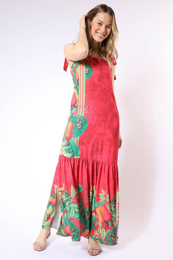 VESTIDO LARGO CON AMARRACION EN TIRAS CS YOUNG ALTO VERANO 2023