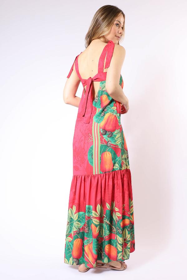 VESTIDO LARGO CON AMARRACION EN TIRAS CS YOUNG ALTO VERANO 2023