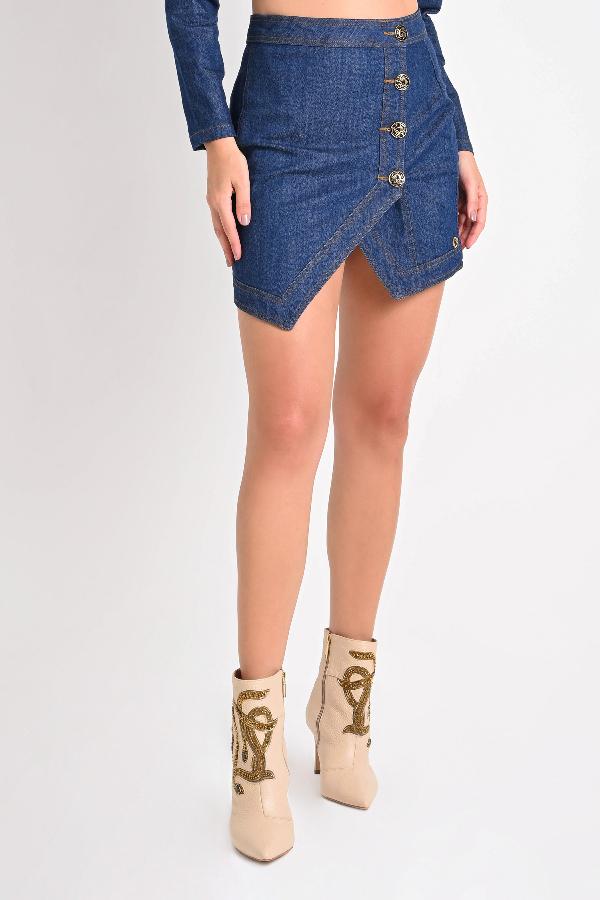 POLLERA SLIM ASIMETRICA CON BOTONES