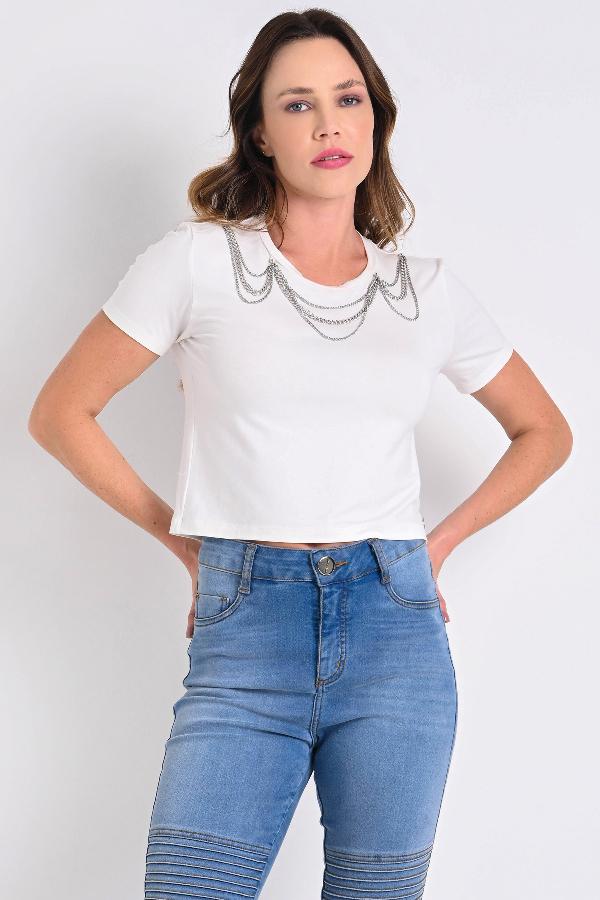 T-SHIRT CROPPED CON CADENAS