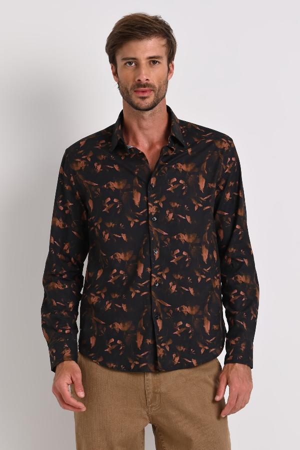 CAMISA MASCULINA CASUAL FOLHAGEM