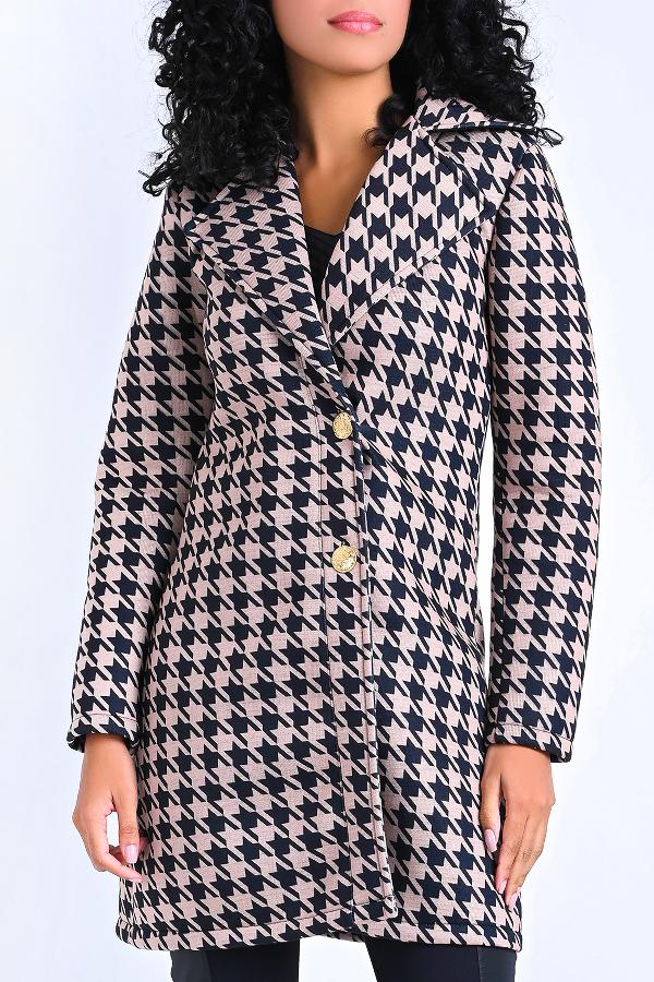OVERCOAT PIED DE POULE VANILLA/NEGRO