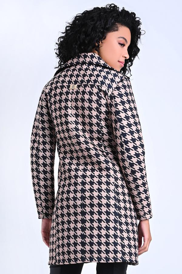 OVERCOAT PIED DE POULE VANILLA/NEGRO