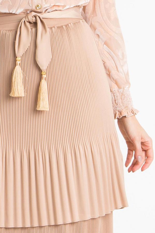 FALDA MIDI ORO PLISSADA