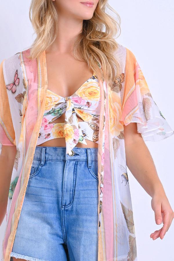CARDIGAN ESTAMPADO CON AMARRE