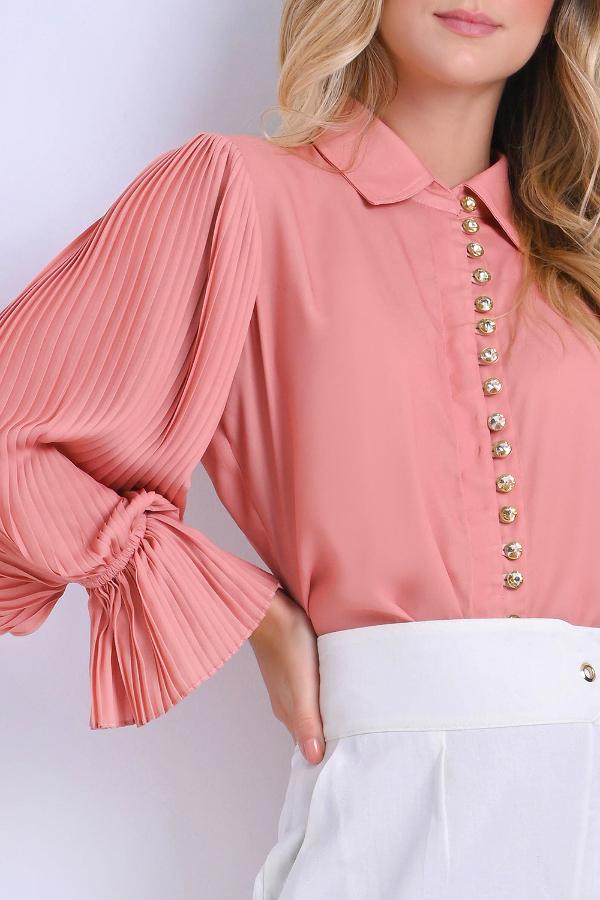 CAMISA CON MANGAS PLISADAS