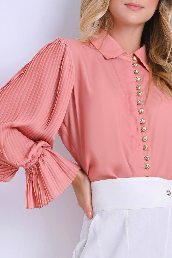 CAMISA CON MANGAS PLISADAS
