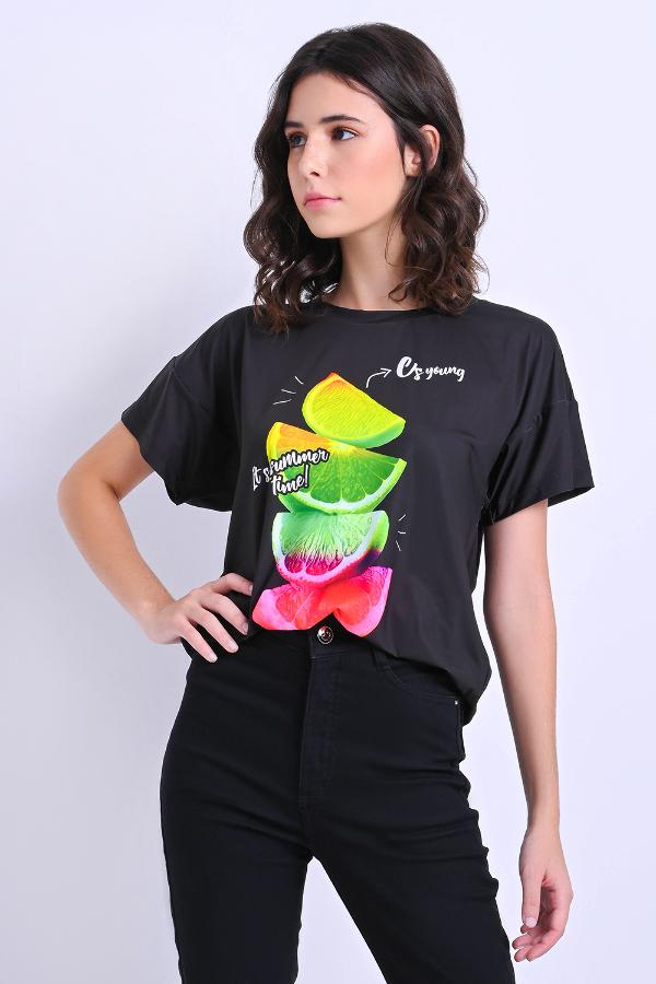 T-SHIRT ALONGADA ESTAMPADA