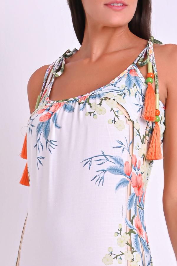 VESTIDO LONGO CON PONTEIRAS DIFERENCIADAS