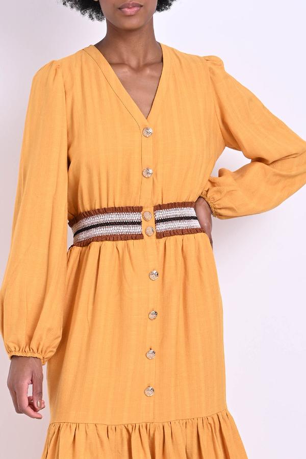 VESTIDO LARGO CON DETALLE CINTURA