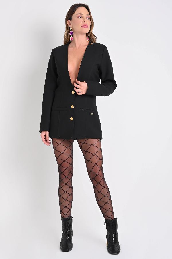 BLAZER SLIM LARGO CON FLECOS